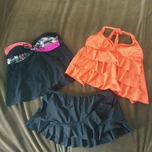 Bathing suit with extra top.